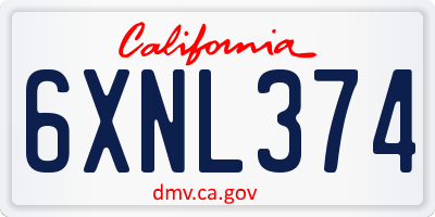 CA license plate 6XNL374