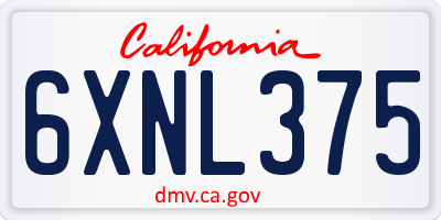 CA license plate 6XNL375