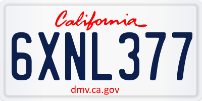 CA license plate 6XNL377
