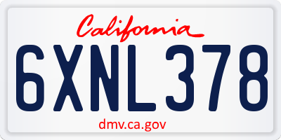 CA license plate 6XNL378