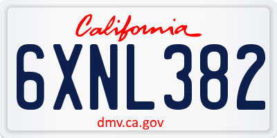 CA license plate 6XNL382