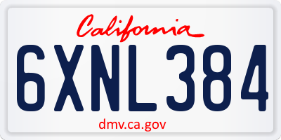 CA license plate 6XNL384