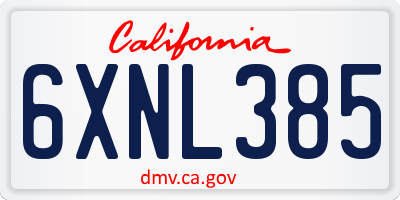 CA license plate 6XNL385