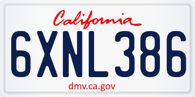 CA license plate 6XNL386