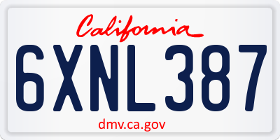 CA license plate 6XNL387