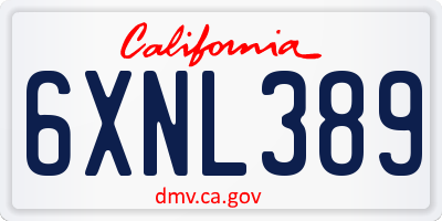 CA license plate 6XNL389