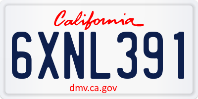 CA license plate 6XNL391