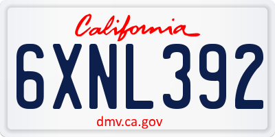 CA license plate 6XNL392