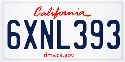 CA license plate 6XNL393