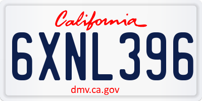 CA license plate 6XNL396