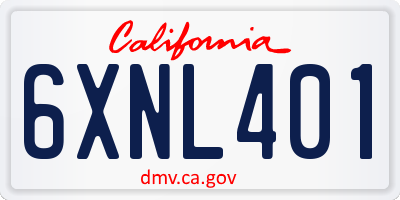 CA license plate 6XNL401