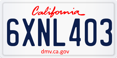 CA license plate 6XNL403