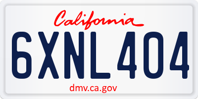 CA license plate 6XNL404