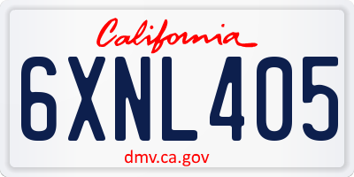 CA license plate 6XNL405
