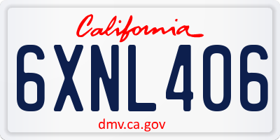 CA license plate 6XNL406