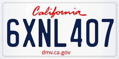 CA license plate 6XNL407