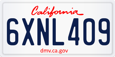 CA license plate 6XNL409