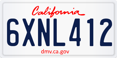 CA license plate 6XNL412