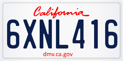 CA license plate 6XNL416