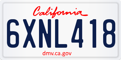 CA license plate 6XNL418