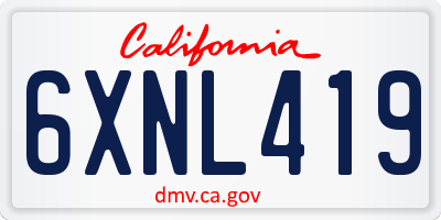 CA license plate 6XNL419