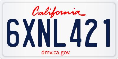 CA license plate 6XNL421