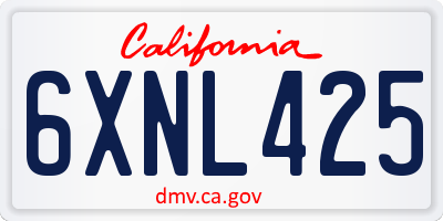 CA license plate 6XNL425