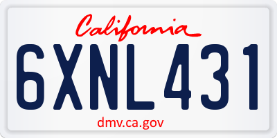 CA license plate 6XNL431