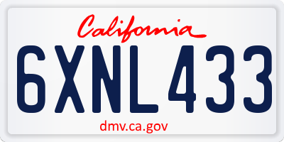 CA license plate 6XNL433