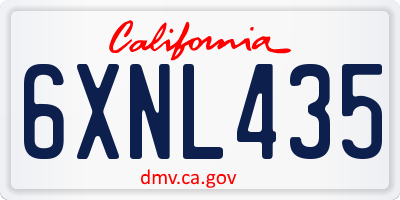 CA license plate 6XNL435