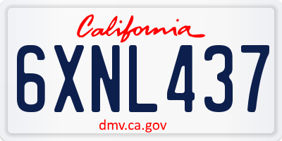 CA license plate 6XNL437