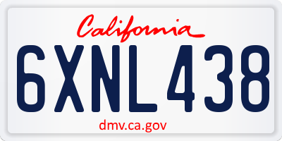 CA license plate 6XNL438