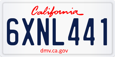 CA license plate 6XNL441