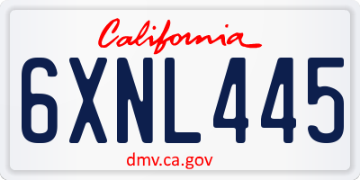 CA license plate 6XNL445
