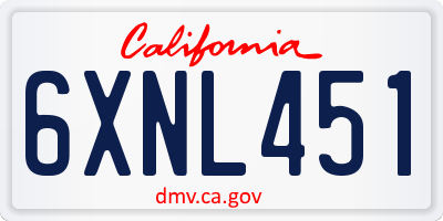 CA license plate 6XNL451