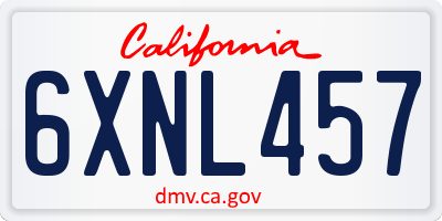 CA license plate 6XNL457