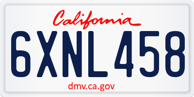 CA license plate 6XNL458