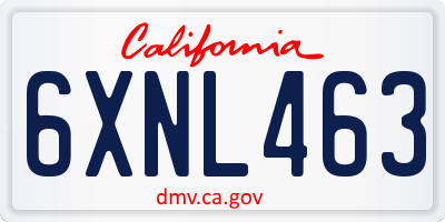 CA license plate 6XNL463