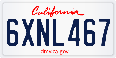 CA license plate 6XNL467