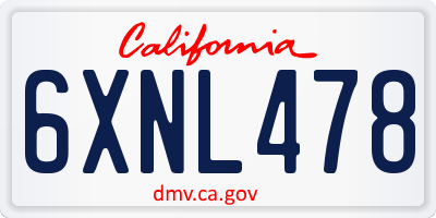 CA license plate 6XNL478