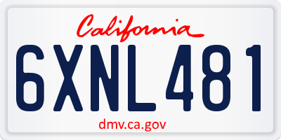CA license plate 6XNL481