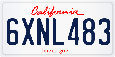 CA license plate 6XNL483