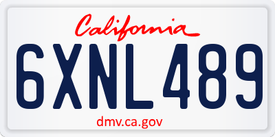 CA license plate 6XNL489