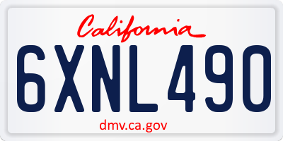 CA license plate 6XNL490
