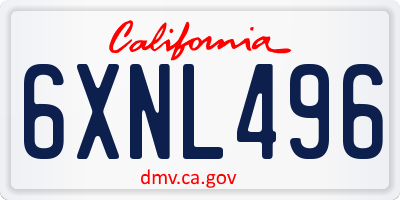 CA license plate 6XNL496