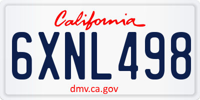 CA license plate 6XNL498