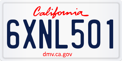 CA license plate 6XNL501
