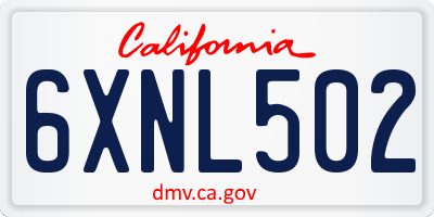 CA license plate 6XNL502