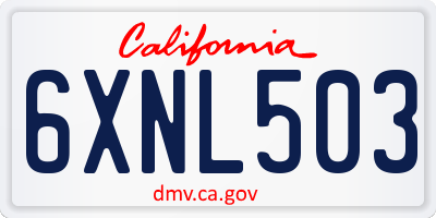 CA license plate 6XNL503
