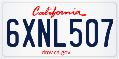 CA license plate 6XNL507